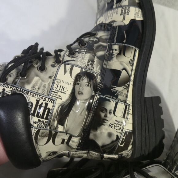 Shoe Republic LA Boots Vogue Magazine Size 8.5 Graphic Black White - Picture 14 of 16